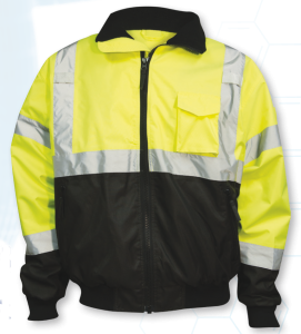 ANSI Class 3 Safety Green Bomber Jacket with Removable Fleece Liner
