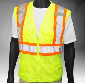 ANSI Class 2 Deluxe 8 Pocket Safety Green Mesh Vest