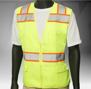 ANSI Class 2 Solid Twill 6 Pocket Safety Green Vest